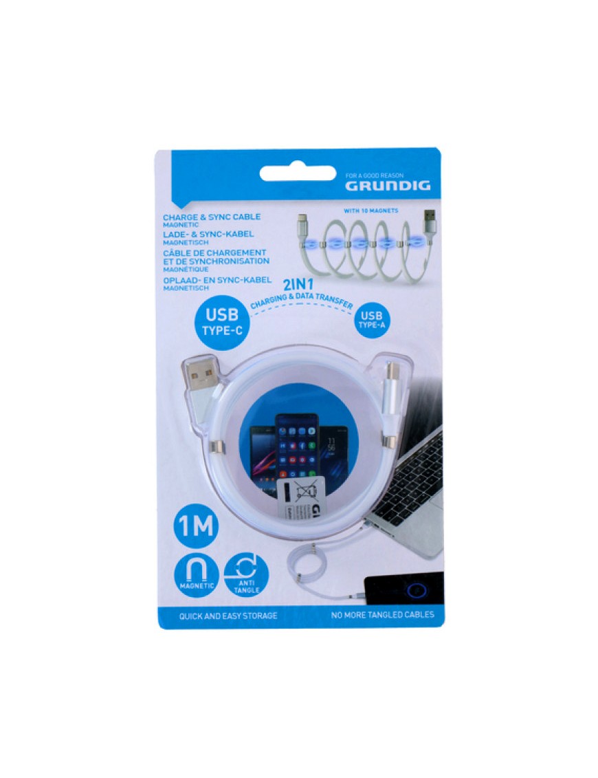 GRUNDIG-24973 ΚΑΛΩΔΙΟ ΜΑΓΝΗΤΙΚΟ USB-A σε USB type-C 1m GRUNDIG
