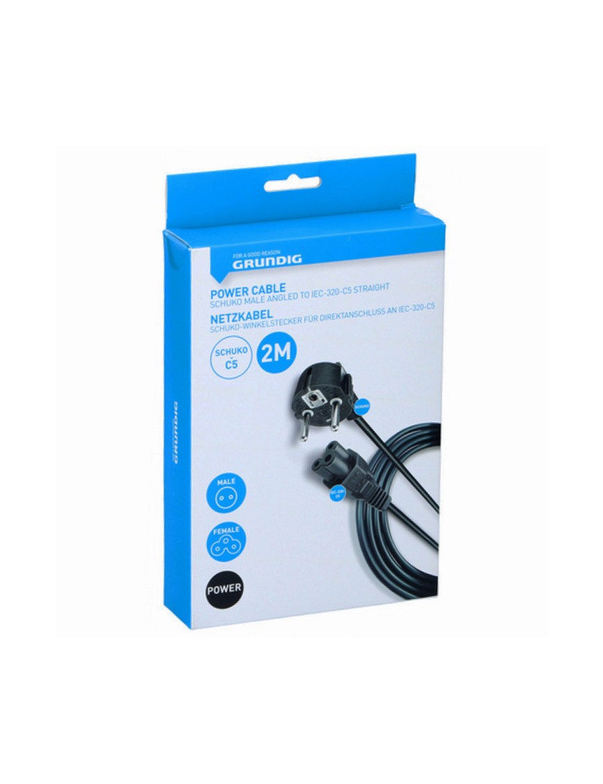 GRUNDIG-47264 ΚΑΛΩΔΙΟ ΤΡΟΦΟΔΟΣΙΑΣ Schuko - IEC C5 2m GRUNDIG