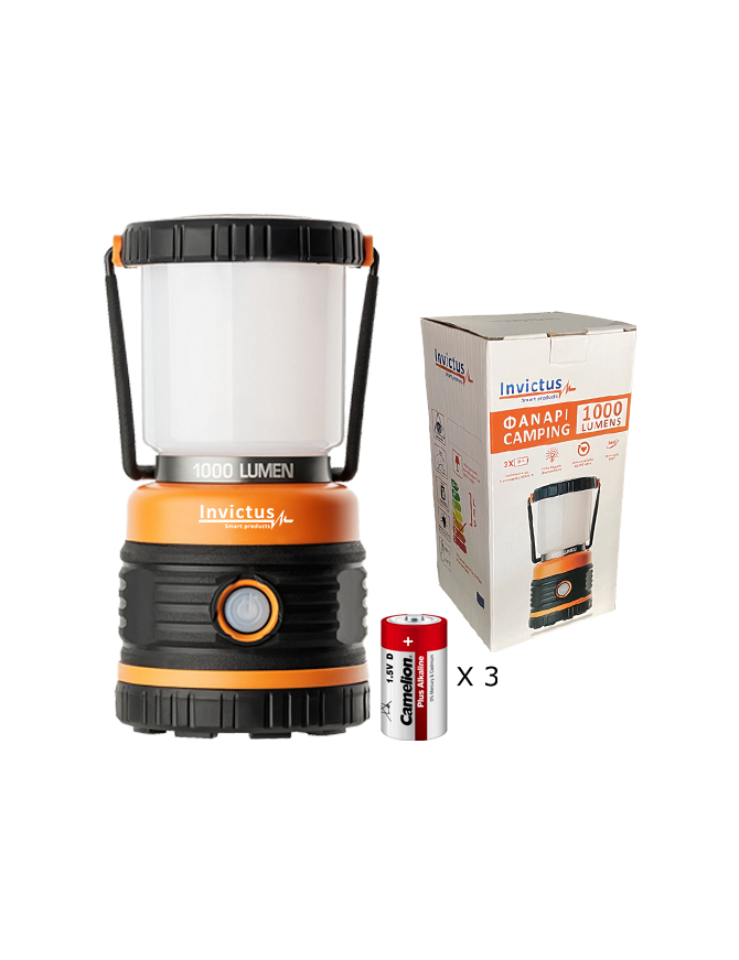 INVICTUS INV-1000-B ΦΑΝΑΡΙ CAMPING 1000 LM (ΛΕΙΤΟΥΡΓΕΙ ΜΕ 3 ΜΠΑΤΑΡΙΕΣ D) INVICTUS