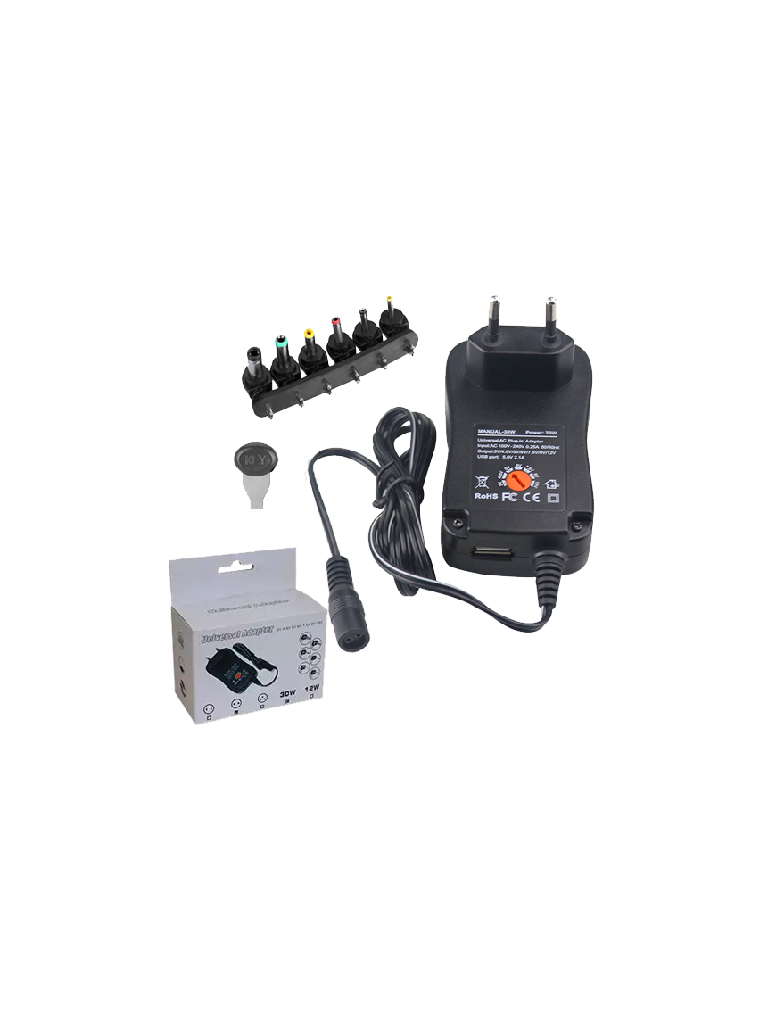 PD-30-2,5A/30W ΤΡΟΦΟΔΟΤΙΚΟ 3/4,5/5/6/7,5/9/12V ME 6 CONNECTORS EU ΚΑΙ ΘΥΡΑ USB
