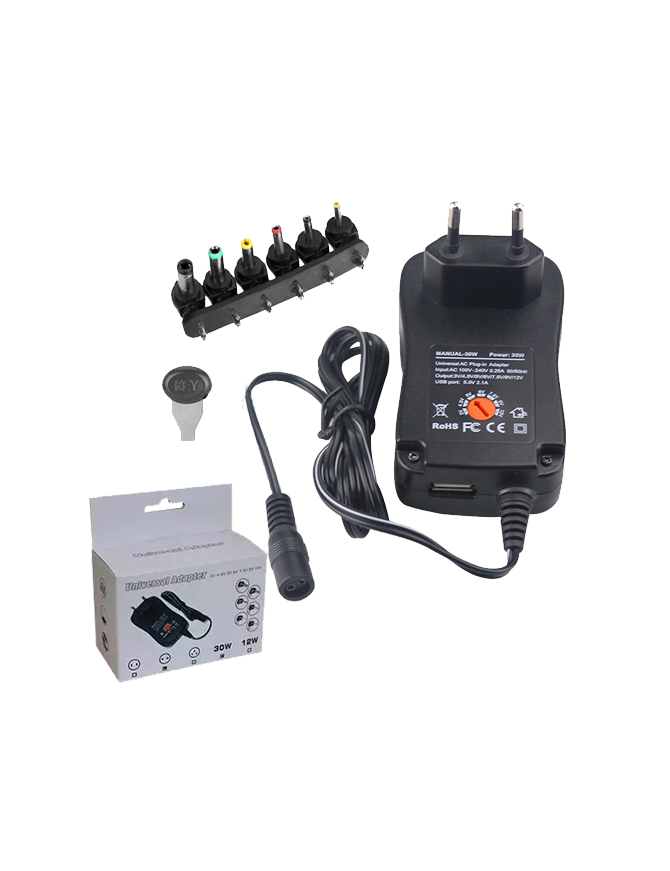 PD-30-2,5A/30W ΤΡΟΦΟΔΟΤΙΚΟ 3/4,5/5/6/7,5/9/12V ME 6 CONNECTORS EU ΚΑΙ ΘΥΡΑ USB