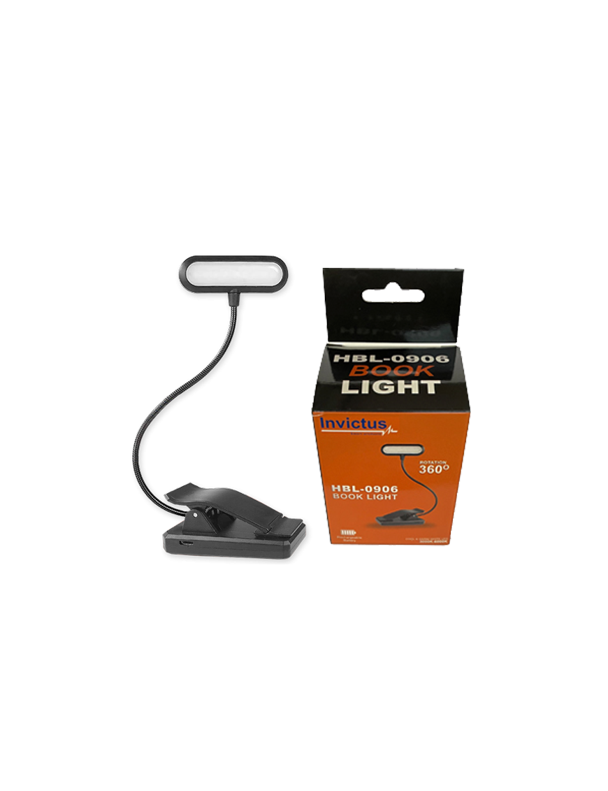 INVICTUS HBL-0906 BOOK LIGHT - ΕΠΑΝΑΦΟΡΤΙΖΟΜΕΝΟΣ ΦΑΚΟΣ LED ΜΕ ΚΛΙΠ (ΜΑΝΤΑΛΑΚΙ)