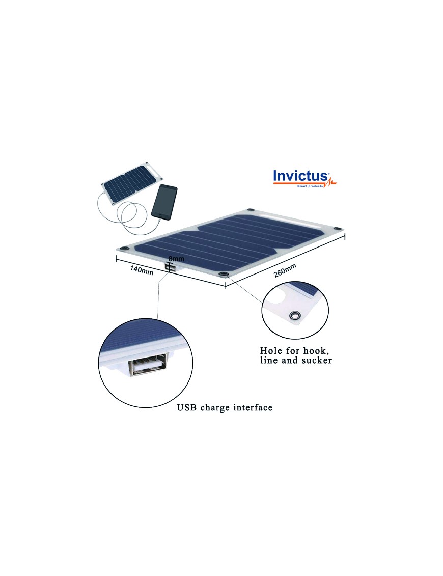 INVICTUS SRUSB-5 ΗΛΙΑΚΟΣ ΦΟΡΤΙΣΤΗΣ ΜΕ USB 5W INVICTUS SOLAR POWER