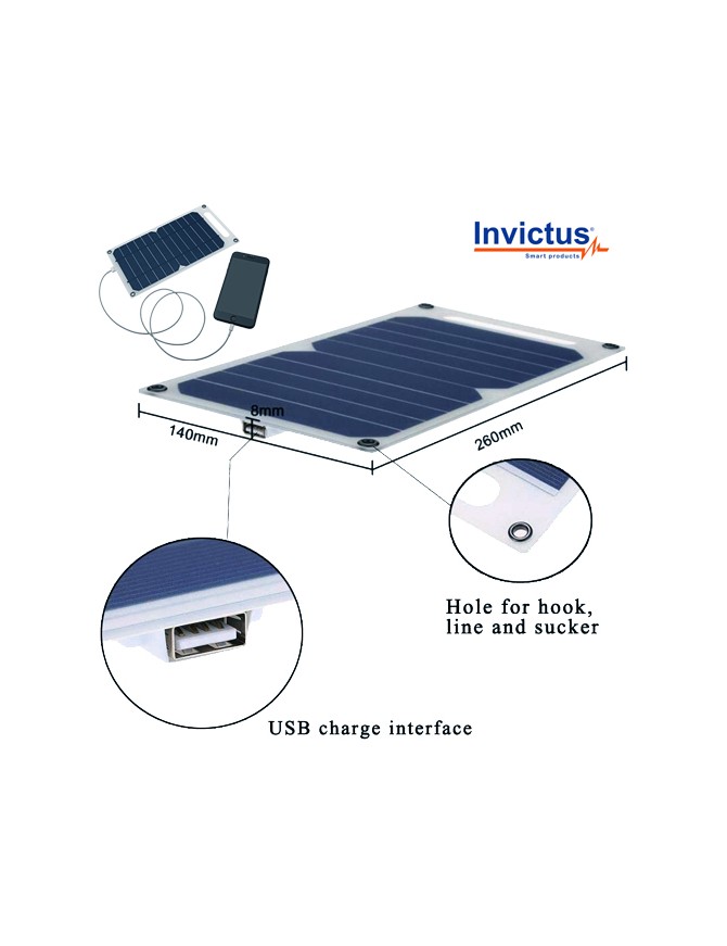 INVICTUS SRUSB-5 ΗΛΙΑΚΟΣ ΦΟΡΤΙΣΤΗΣ ΜΕ USB 5W  INVICTUS SOLAR  POWER