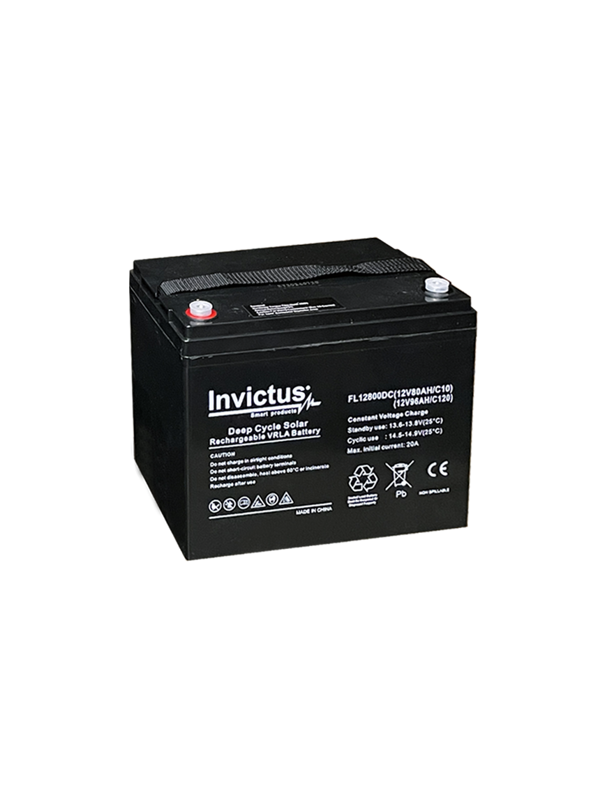 INVICTUS FL12-80 SOLAR ΜΠΑΤΑΡΙΑ ΜΟΛΥΒΔΟΥ 80AH C10 / 96AH C120 INVICTUS