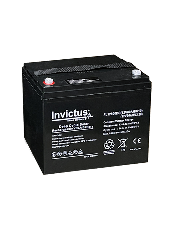 INVICTUS FL12-80 SOLAR ΜΠΑΤΑΡΙΑ ΜΟΛΥΒΔΟΥ 80AH C10 / 96AH C120 INVICTUS