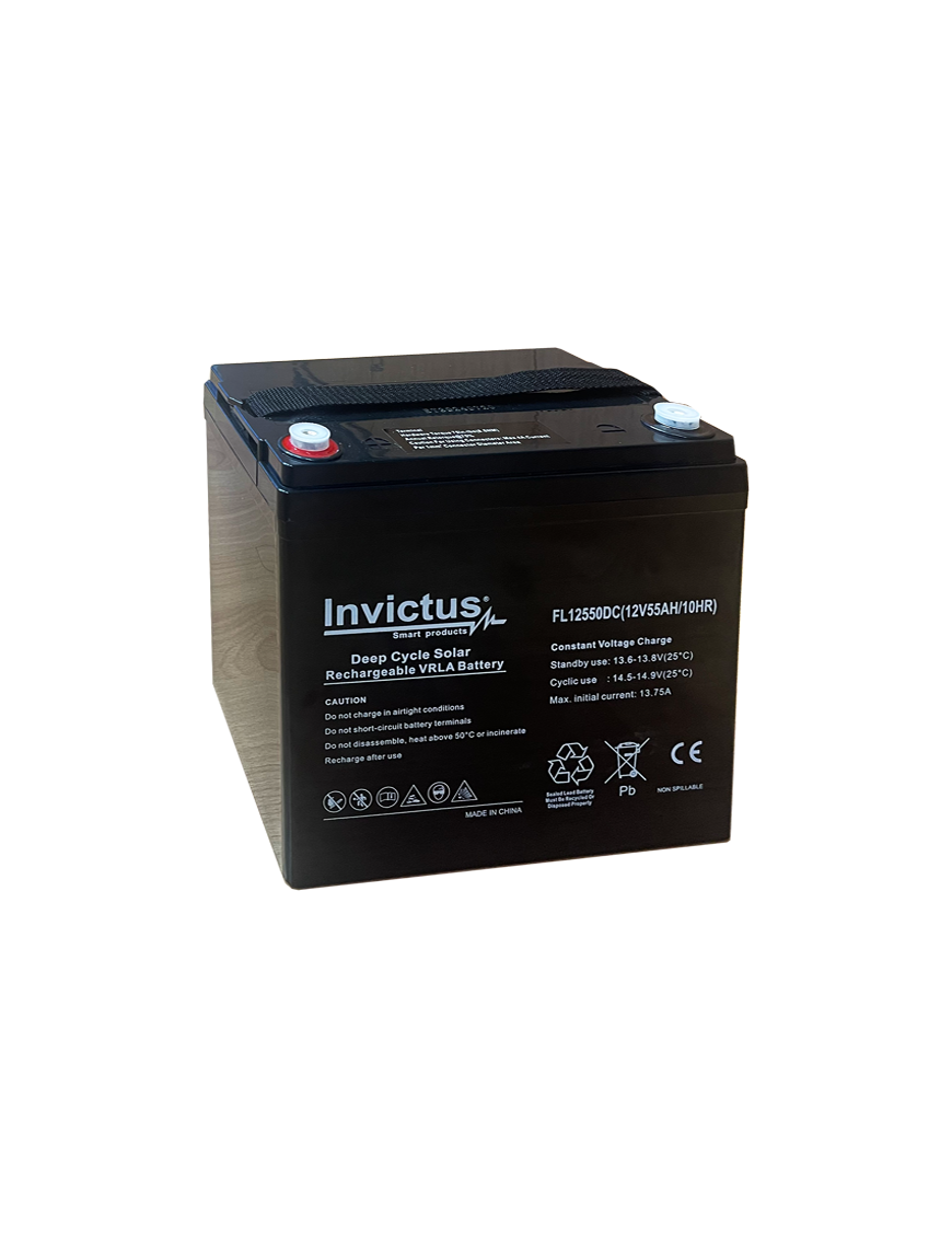 INVICTUS FL12-55 SOLAR ΜΠΑΤΑΡΙΑ ΜΟΛΥΒΔΟΥ 55AH 12V INVICTUS