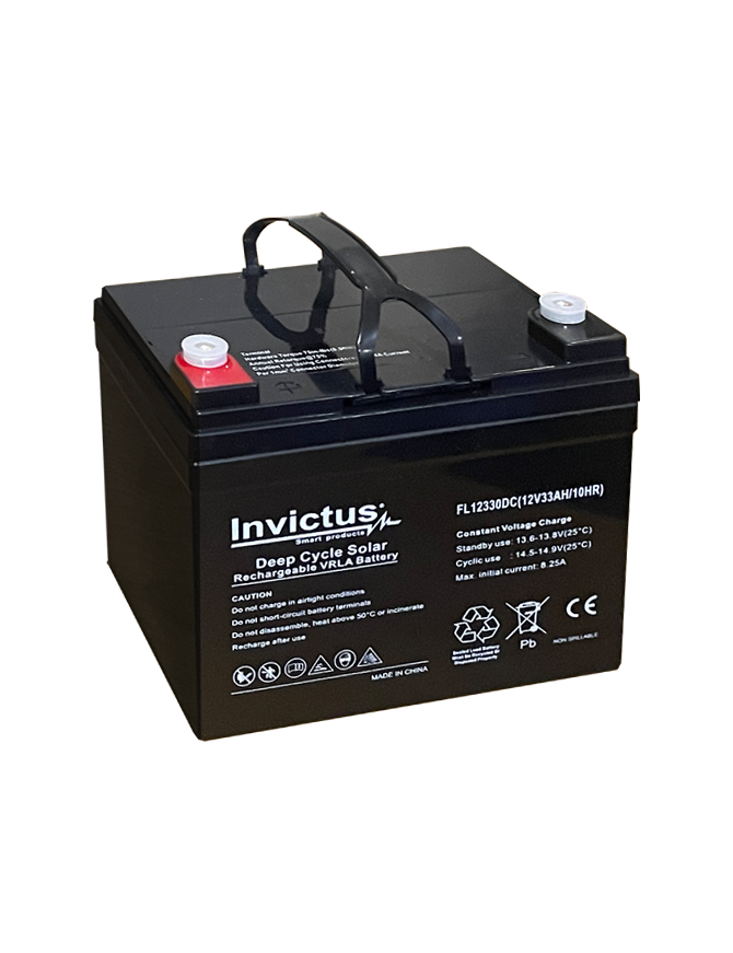 INVICTUS FL12-33 SOLAR ΜΠΑΤΑΡΙΑ ΜΟΛΥΒΔΟΥ 33AH 12V INVICTUS