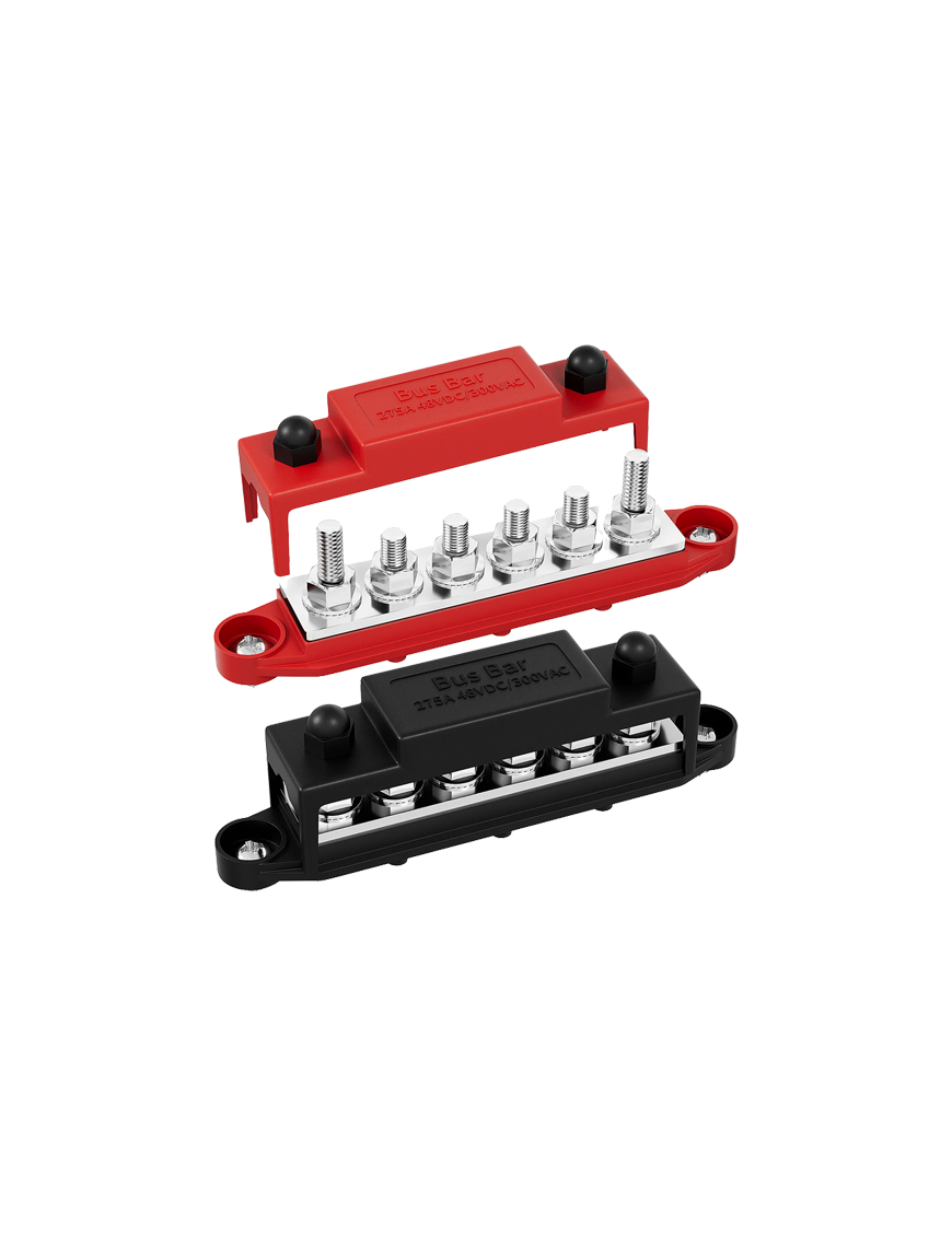 ΔΙΑΚΛΑΔΩΤΗΡΑΣ-ΤΕΡΜΑΤΙΚΟ ΚΑΛΩΔΙΩΝ ΜΠΑΤΑΡΙΑΣ DC 6 ΘΕΣΕΩΝ ΜΕ ΚΑΛΥΜΜΑ M8 48V/275A (ΣΕΤ ΜΑΥΡΟ-ΚΟΚΚΙΝΟ)