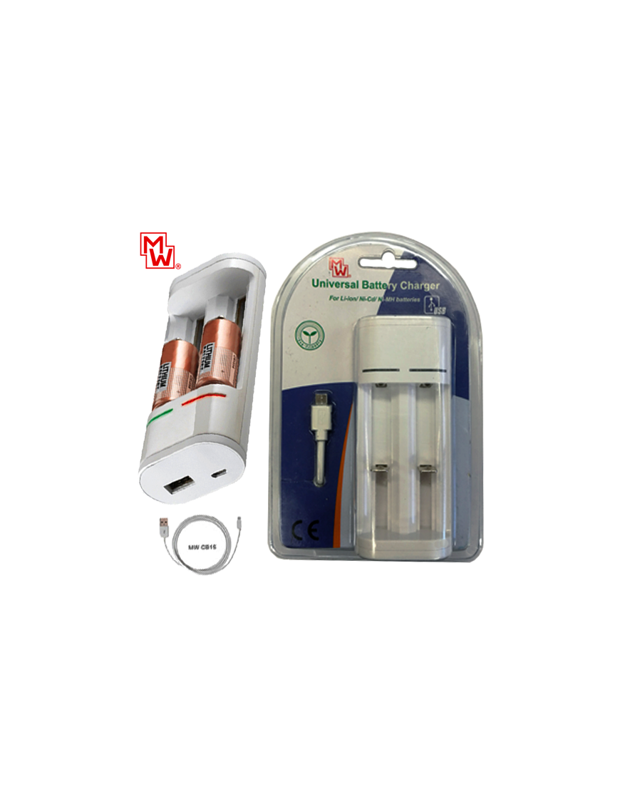 MINWA MW-I319 ΦΟΡΤΙΣΤΗΣ ΜΠΑΤΑΡΙΩΝ UNIVERSAL 2,1A ΜΕ USB ΕΞΟΔΟ MINWA